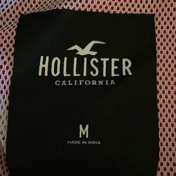 Medium Hollister red blue white long sleeve removable hood lined jacket coat - Picture 12 of 13